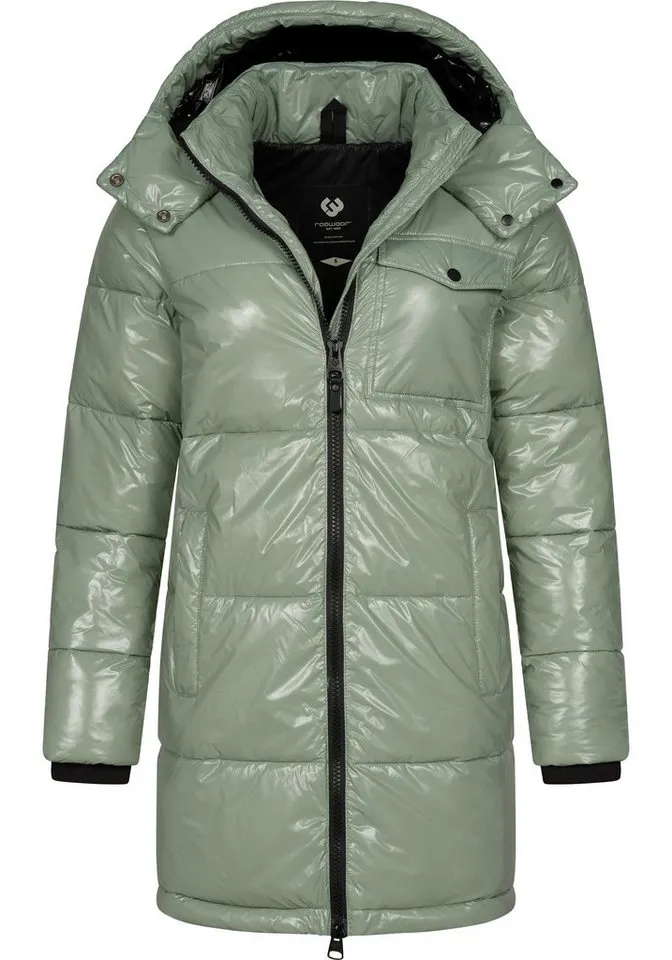 ragwear ragwear Wintermantel Roobie Long super stylischer, gänzender Damen Steppmantel, Grün, – Produktbild 1 von 4