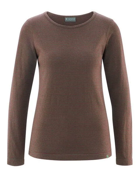 HempAge HempAge Gestreiftes Langarm Shirt Hanf/Biobaumwolle, Moss (grün), – Produktbild 3 von 4