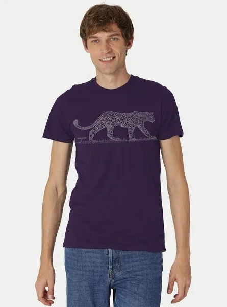 Peaces.bio - handbedruckte Biomode Peaces.bio - handbedruckte Biomode Bio Fit T-Shirt Leopard Herren, Violett, – Produktbild 1 von 2