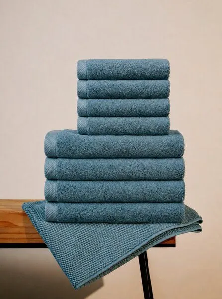 Pamukia Familien-Badset in Blau für 4 Personen aus 100 % Bio-Baumwolle | Kollektion Essence | Pamukia, Blau, – Produktbild 2 von 3