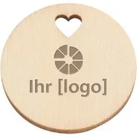 Einkaufswagenchip 'Green Coin' mit Motivbohrung Herz und FSC-Logo – Produktbild 1 von 1