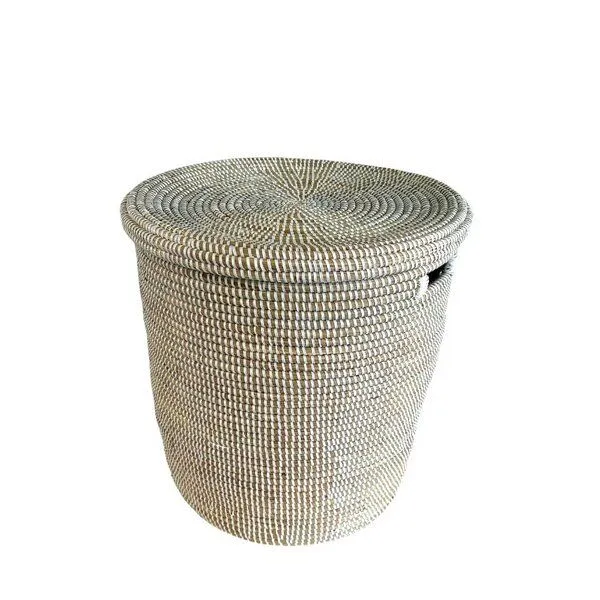 SWANE-Design SWANE-Design Afrikanischer Wäschekorb - Flachdeckel, Stripes weiß (weiß), – Produktbild 3 von 4