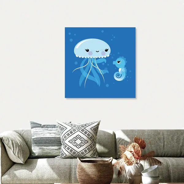 Photocircle Photocircle Poster / Leinwandbild - Beste Freunde – Kinderzimmerbild mit Qualle und Seepferdchen – Produktbild 4 von 4