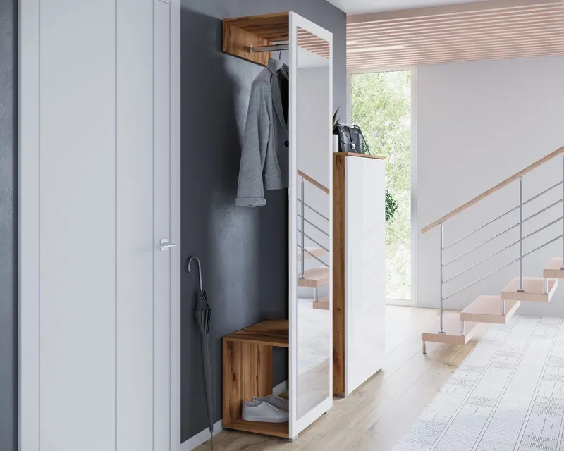 OTTO home Garderobenschrank Paris moderne Garderobenschrank 190cm, mit Kleiderstange und Frontspiegel, Braun, – Produktbild 1 von 7