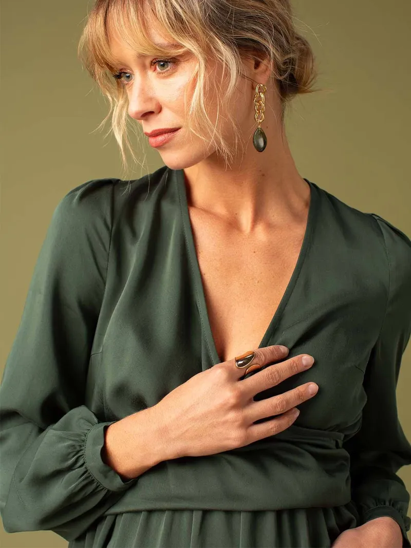 Envie De Fraise Fließendes Wickelkleid für Schwangerschaft und Stillzeit ENVIE DE FRAISE n, Tannengrün, – Produktbild 3 von 4