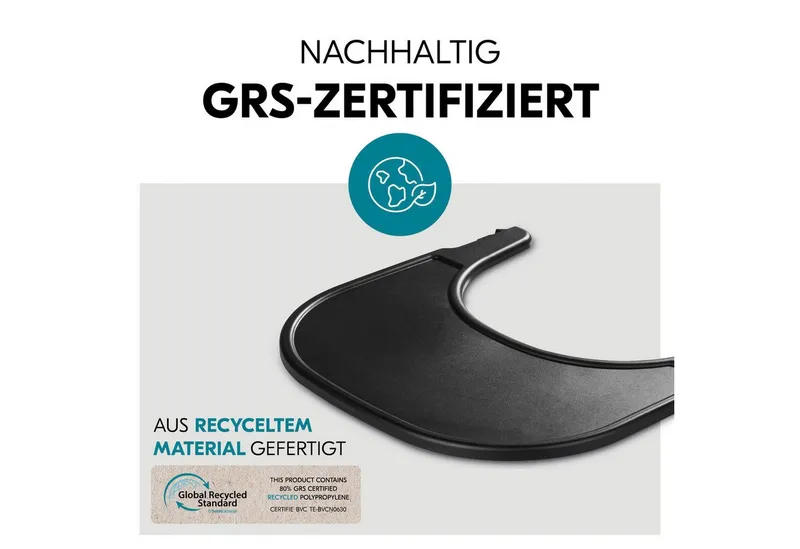 Hauck Hauck Hochstuhltablett Alpha Click Tray, Black, Kunststoff, aus recyceltem Material, Schwarz, – Produktbild 3 von 5