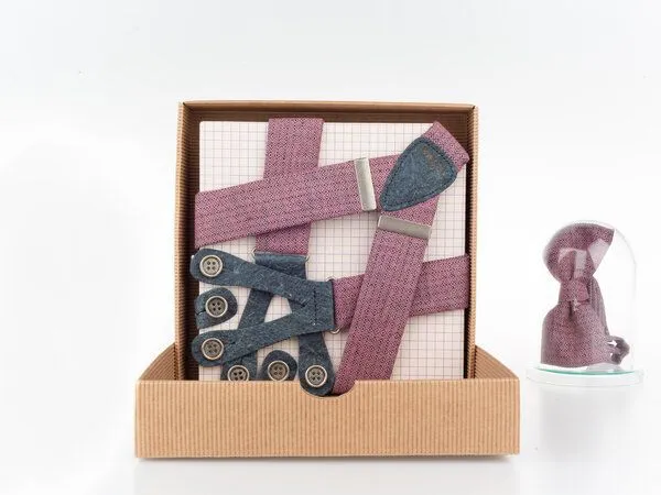 klYmp klYmp Hosenträger + Fliege Leinen Vegan, Mauve, – Produktbild 2 von 4