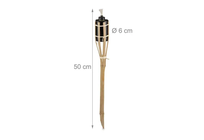 RELAXDAYS RELAXDAYS Gartenfackel 50cm 8er Set, Ölflamme, Gelb, Warmweiß, Braun|schwarz, – Produktbild 4 von 5