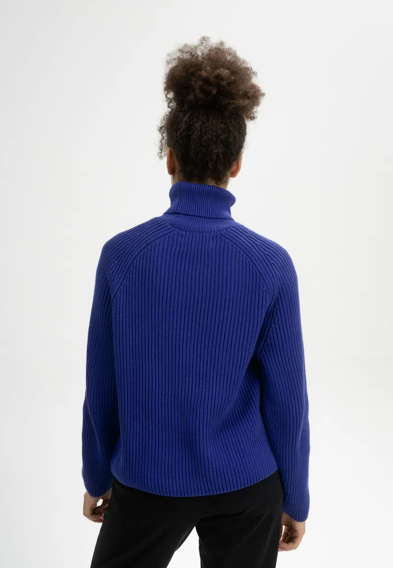 MELA MELA Damen vegan Strickpullover Rippen-Rollkragen Chirha Bold Blue, Dunkelblau, – Produktbild 1 von 2