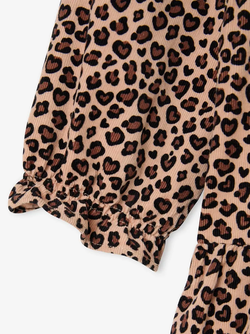 Vertbaudet Kleid mit Stehkragen aus Feincord Mädchen leo, Hellbraun leo, – Produktbild 3 von 3