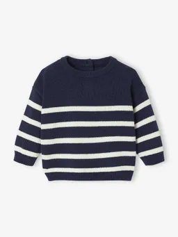 Vertbaudet Gestreifter Baby Strickpullover 100% Bio-Baumwolle GOTS-zertifiziert personalisierbar – Produktbild 1 von 1