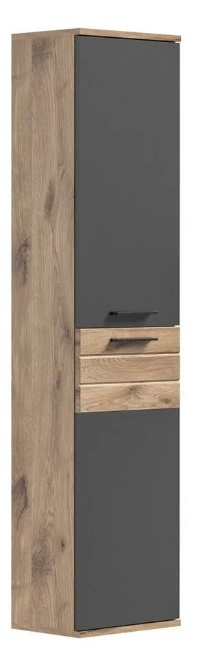 xonox.home Hochschrank Nox Oak Nachbildung Basalt Grau Melamin 37x152x24 cm, Braun, – Produktbild 2 von 5