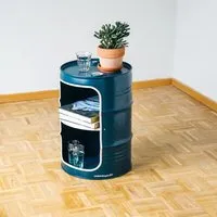 Lockengelöt Lockengelöt Nachttisch/Couchtisch aus einem kleinen Ölfass, Ozeanblau, – Produktbild 2 von 2