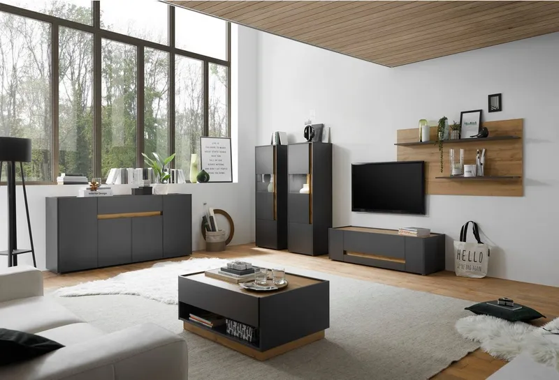 Home affaire Sideboard City/Giron, moderner Schrank, Kommode, Stauraumschrank, zeitlos, modern, ausreichend Stauraum, vielseitig einsetzbar, Grau, – Produktbild 5 von 5