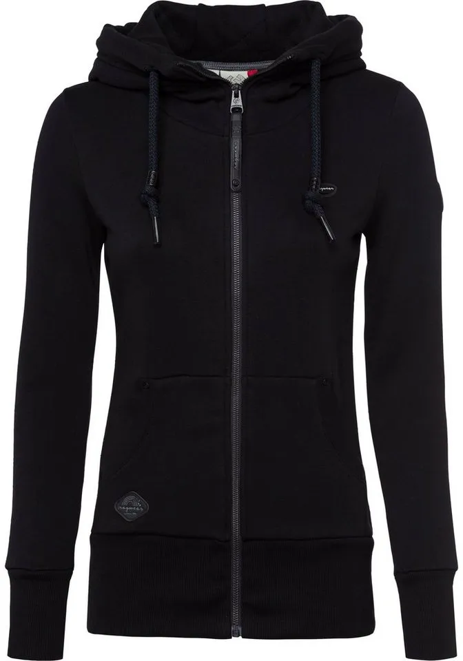 ragwear ragwear Sweatjacke NESKA ZIP O figurbetont in melierter Optik und mit großer Kapuze, Schwarz, – Produktbild 4 von 4