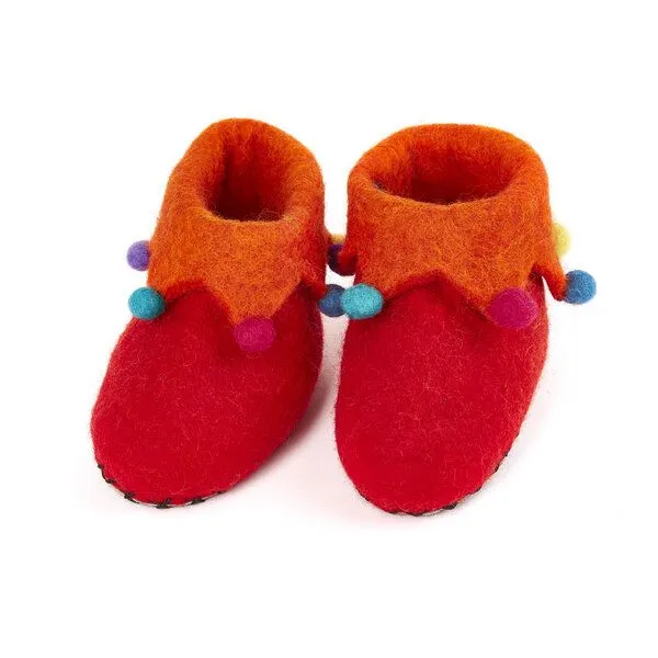 short'n'pietz short'n'pietz Hausschuhe Harlequin handgefilzt für Babies und Kinder, Rot, – Produktbild 1 von 1
