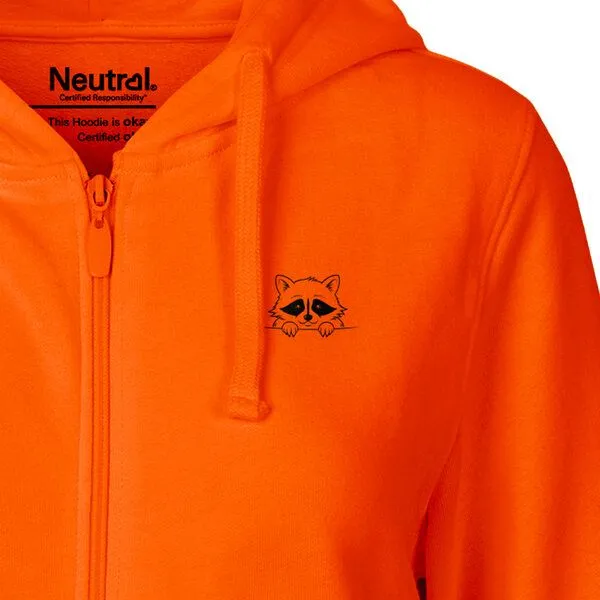 HANDGEDRUCKT HANDGEDRUCKT "Flauschspion" Frauen Zip Hoody Neutral, Orange, – Produktbild 1 von 4