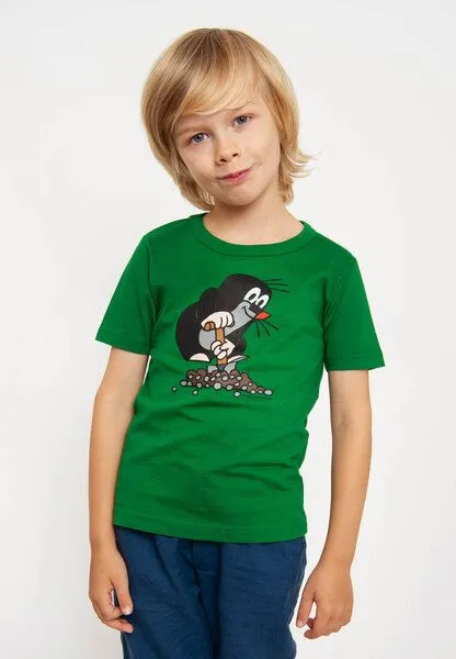 LOGOSH!RT LOGOSH!RT - Krtek - Der kleine Maulwurf - Hügel - Bio T-Shirt Print - Kinder - Jungen & Mädchen, Grün, – Produktbild 4 von 4