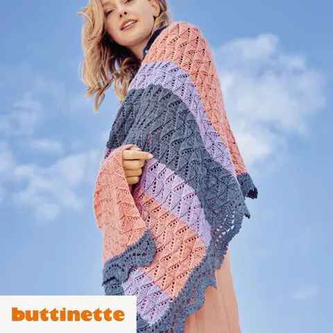 Strickanleitung – Tuch mit Häkelspitze aus Woll Butt Primo Dalida – Produktbild 1 von 1