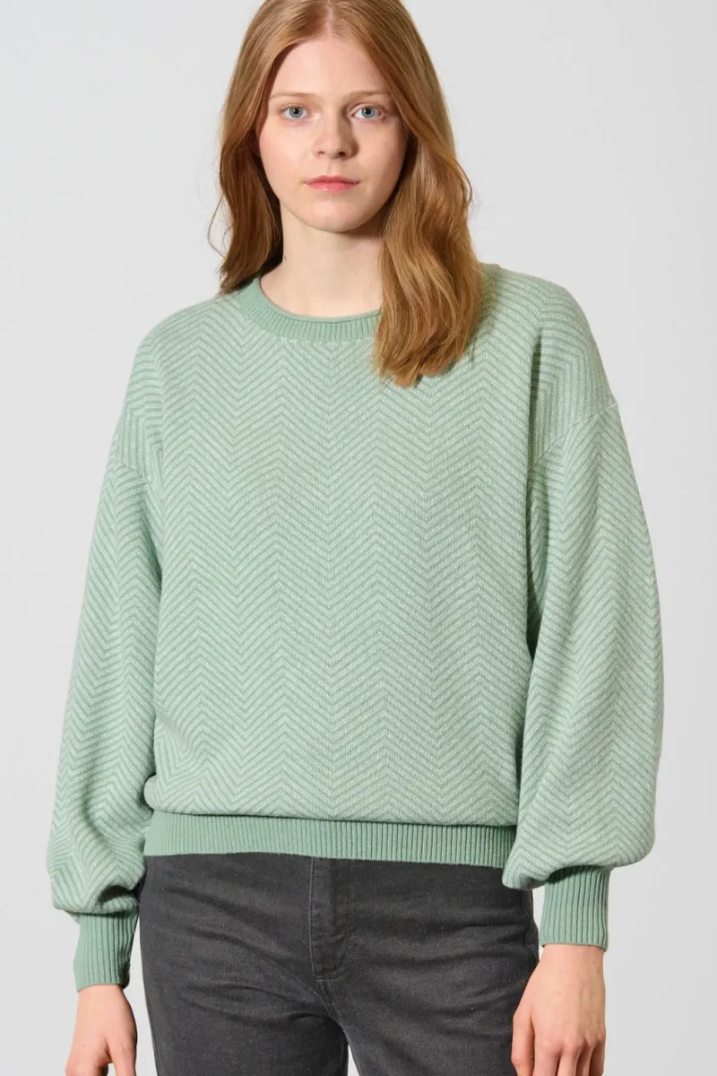 HempAge Hempage Damen vegan Pullover Modern Jacquard Mintgrün/Naturfarben, Grün, – Produktbild 1 von 2