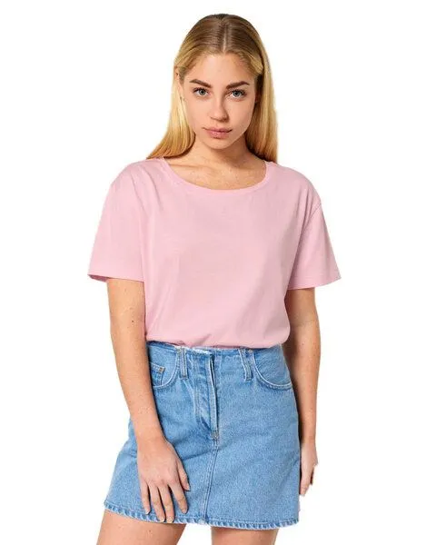 YTWOO YTWOO Damen-Scoop-Neck-T-Shirt aus Bio-Baumwolle, Rosa, – Produktbild 2 von 4