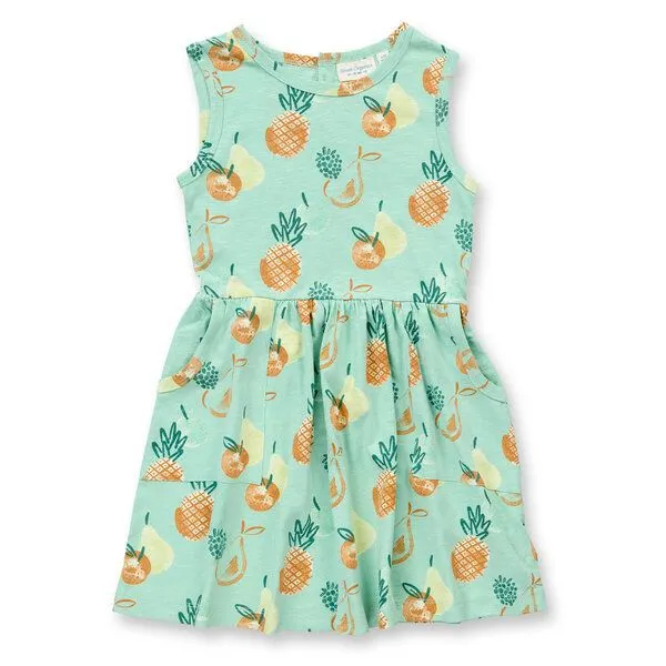 Sense Organics sense-organics Sense Organics Kinder Sommerkleid Bio Baumwolle, Früchtedruck auf mntgrün, – Produktbild 1 von 2