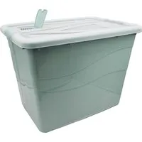 Aufbewahrungsbox "HAMBURG" mit Deckel und Rollen, pastellgrün, 80 l – Produktbild 1 von 1