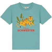 watabout kids watabout.kids T-Shirt Kinder Tiger Kleine Schwester, Teal monstera, – Produktbild 1 von 1