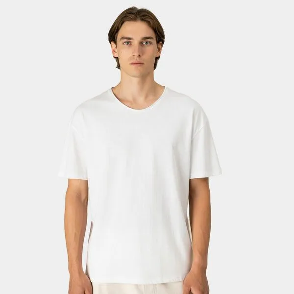 YTWOO YTWOO Herren Slub T-Shirt V-Auschnitt, Weiß, – Produktbild 1 von 4