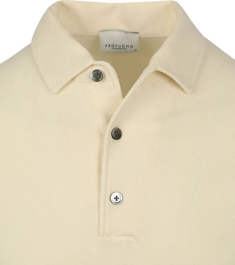 Profuomo Profuomo Longsleeve Poloshirt Luxury Basic Off White - Größe XL, Wollweiß, – Produktbild 2 von 3