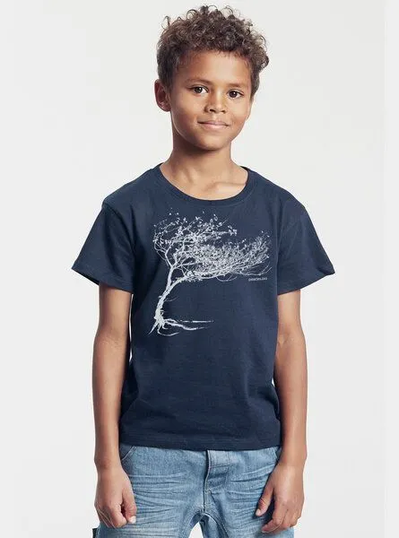 Peaces.bio - handbedruckte Biomode Peaces.bio - handbedruckte Biomode Bio-Kinder T-Shirt Windy Tree, Navy, – Produktbild 3 von 3