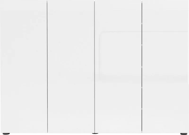 Home affaire Schuhschrank MISTER- Schuhregal, Made in Italy, 12 Fächer, 10 Einlegeböden (160x34x114 cm) Hochglanz Lackierung, 4 Türen, mit Platz für ca. 36 paar Schuhe, Weiß, – Produktbild 3 von 5