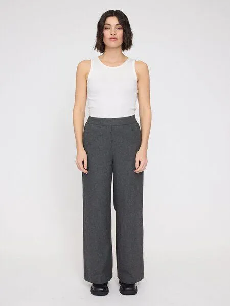 Mazine Mazine Damen Flannel Hose im Wide Leg-Style aus 100% Bio-Baumwolle, Anthrazite mel., – Produktbild 1 von 4