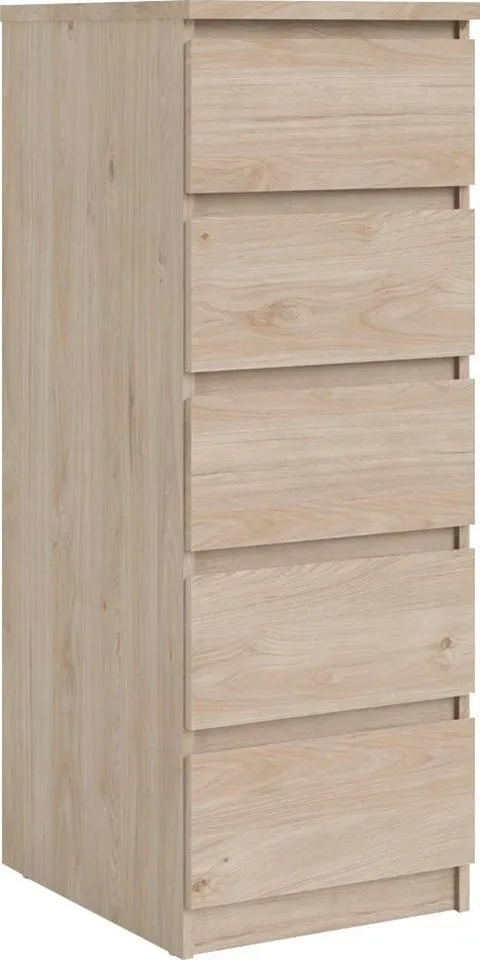Home affaire Highboard Naia, Hochkommode, 5 Schubladen, Aufbewahrung, grifflose Front, Modern, skandinavisches Design, Schmal, in mehrere Farben, Braun, – Produktbild 3 von 5