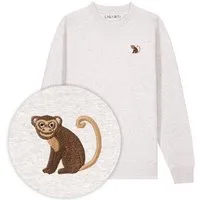 LIGARTI Bestickter Pullover – Albert der Affe – LIGARTI Tiermanufaktur, Hellgrau, – Produktbild 1 von 1