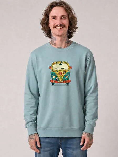 watapparel watapparel Sweatshirt Unisex Hippies Bus, Pebble blue, – Produktbild 2 von 2