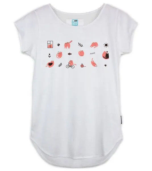 Gary Mash GARY MASH Shirt Asheville Katzenliebe aus Biobaumwolle, Weiß, – Produktbild 1 von 4