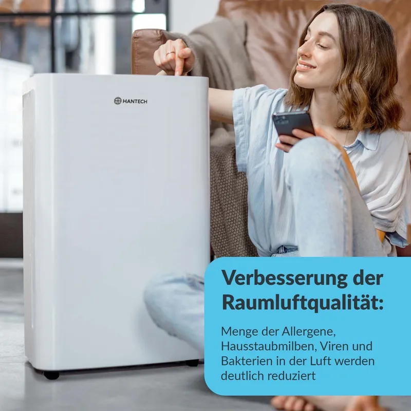 HANTECH HANTECH Luftentfeuchter 20L/Tag Timer Leise Raumentfeuchter Entfeuchter bis 32m² – Produktbild 3 von 8