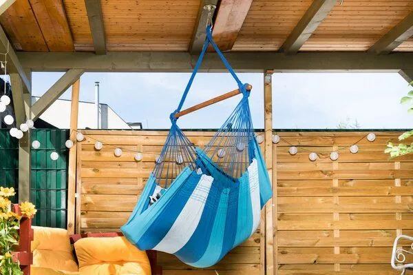 MacaMex MacaMex Relaxa Hängestuhl aus recycelter Baumwolle, Oceano (blau), – Produktbild 3 von 4