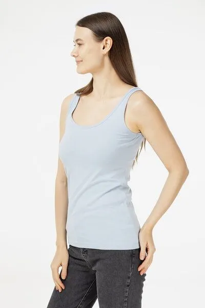 Evermind Evermind Damen Tanktop aus Bio-Baumwolle, Blauer nebel, – Produktbild 2 von 4