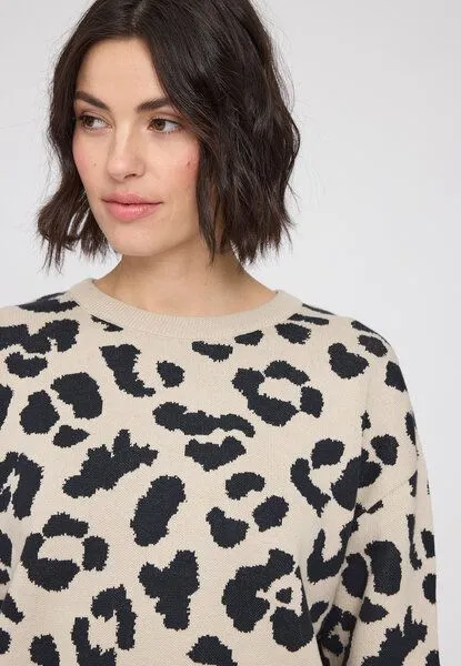 Mazine Mazine Baumwollstrickpullover Leo, Beige-schwarz, – Produktbild 4 von 4