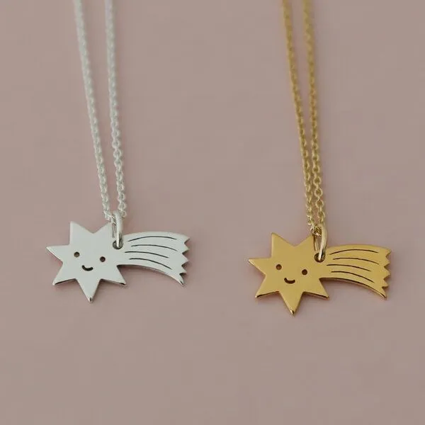 BELLYBIRD Jewellery BELLYBIRD Jewellery Kinderkette - kleine Sternschnuppe, Anhänger/ Silber/ Silber vergoldet, Silber, – Produktbild 2 von 4
