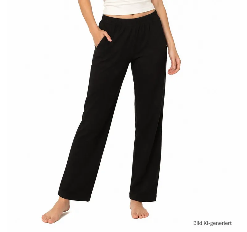 HERMKO Homewearhose 984 Homewear Unisex Bio-Baumwolle Kur Gymnastik Dehnbund, Schwarz, – Produktbild 2 von 3