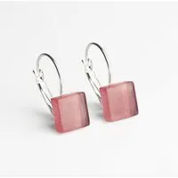 ALEXASCHA ALEXASCHA Geometrische Ohrringe hängend aus Glas | PUREFORM, Rosenquarz rosa, – Produktbild 1 von 2