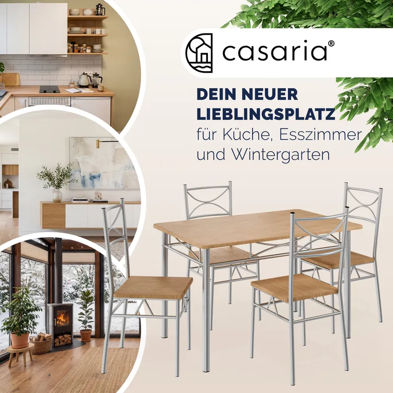 Casaria® Sitzgruppe Paul 5-tlg Buche, Braun, – Produktbild 2 von 2