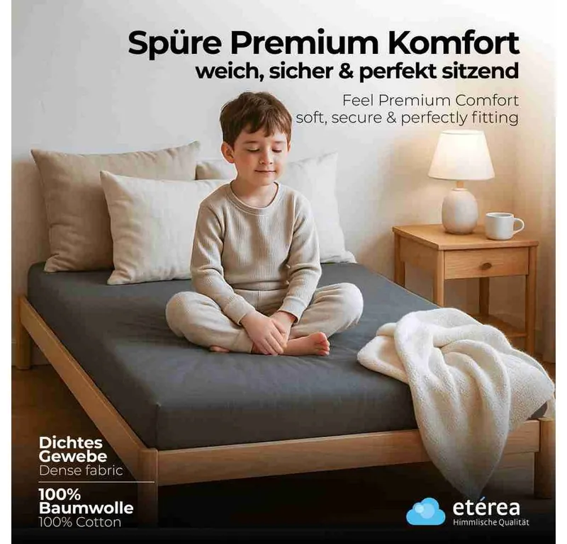 etérea Himmlische Qualität Spannbettlaken etérea Comfort Jersey Spannbettlaken, Jersey, Gummizug: rundum, (1 Stück), Grau, – Produktbild 2 von 5