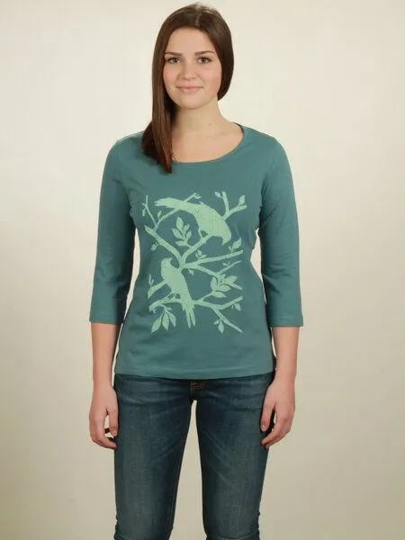 NATIVE SOULS NATIVE SOULS Longsleeve 3/4-Arm Damen - Birds, Light turquoise, – Produktbild 1 von 1