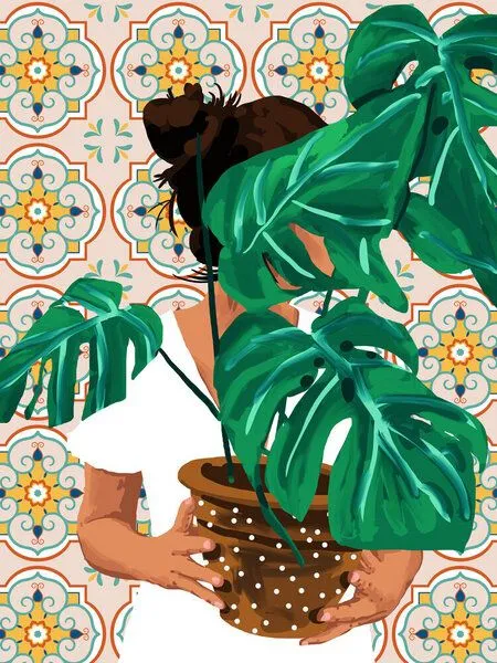 Photocircle Photocircle Poster / Leinwandbild - Monstera Plant Lady – Produktbild 1 von 4