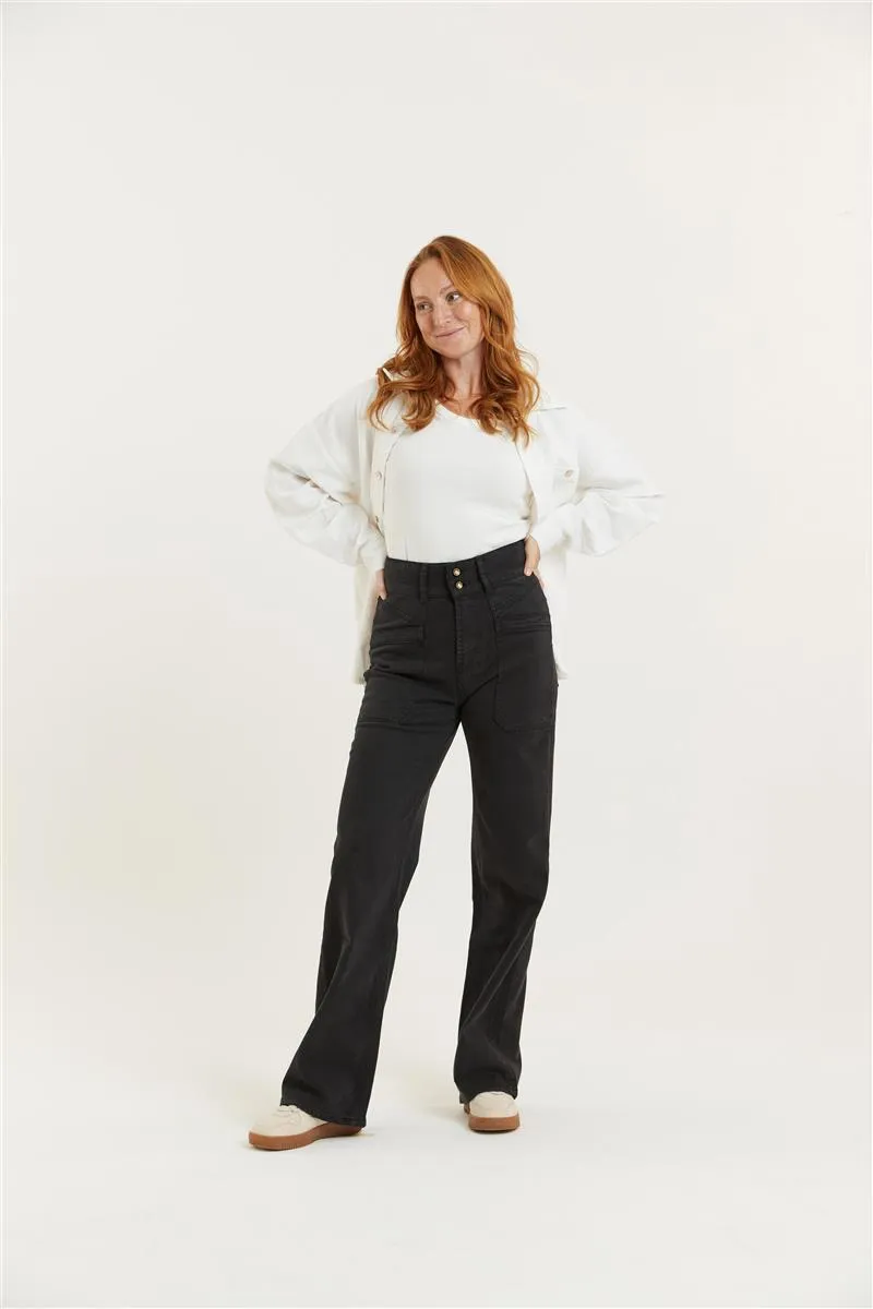 Flax and Loom Flax and Loom Tencel-Baumwoll Jeans Straight Fit Modell: Dinah, Schwarz, – Produktbild 1 von 4