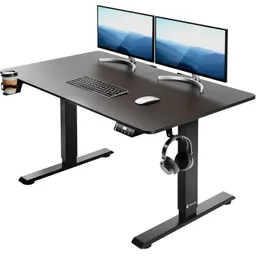 Casaria® Höhenverstellbarer Schreibtisch Schwarz (Carbon-Optik) 110x60x73-118cm – Produktbild 1 von 1